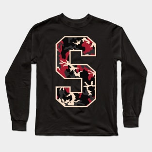 Initial Capital Letter S Camo Alphabet Gift Women Men Kids Long Sleeve T-Shirt